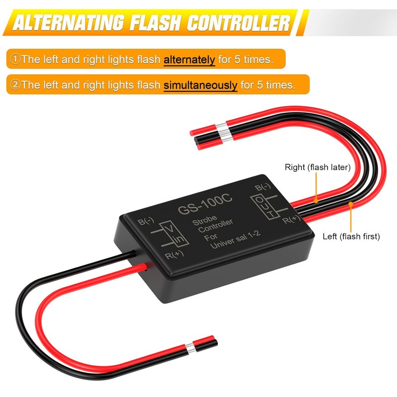 BJZ 2Pcs Flash Strobe Controller 12V 24V GS-100C Auto Car Flasher Module for Tail Side Clearance Top LED Lights Brake Stop Warning Grille Bumper Lights - Image 3